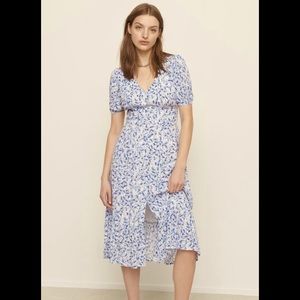 Blue and White Maxi Dress with button details